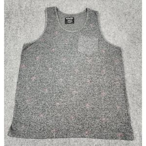 Alpha Beta Tank Top Mens Medium M Heather Charcoal Gray Pink Flamingo Pocket